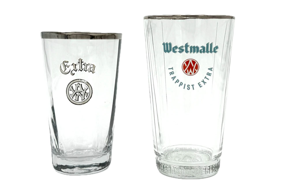 Het historische Extra-glas (links) en het nieuwe ontwerp (rechts)
