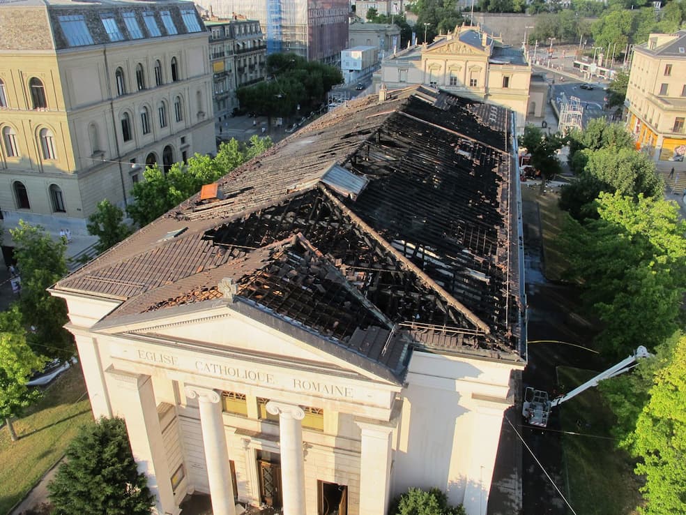 In juli 2018 werd de Sacre-Coeur in Genève grotendeels verwoest door een brand 