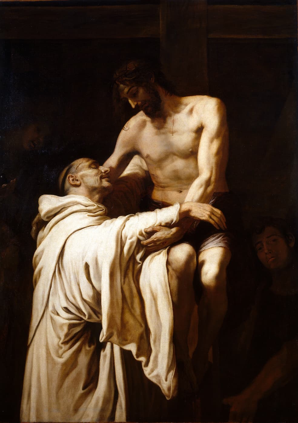 Christus omhelst de heilige Bernardus, schilderij van Francisco Ribalta, ca. 1625-1627