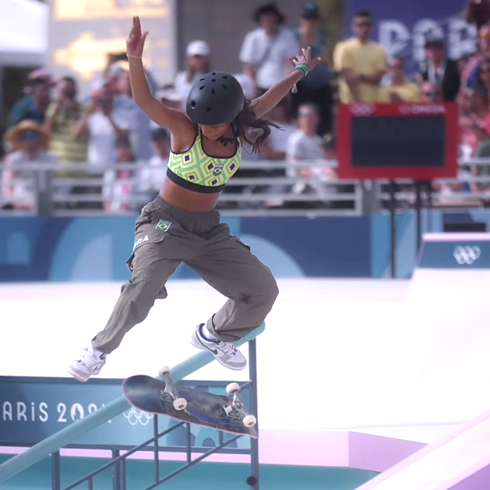 Rayssa Leal wint brons op Olympische Spelen van Parijs 2024 met een kick flip frontside board slide