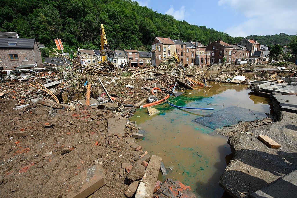 Ravage in Pepinster na de overstromingen van 2021