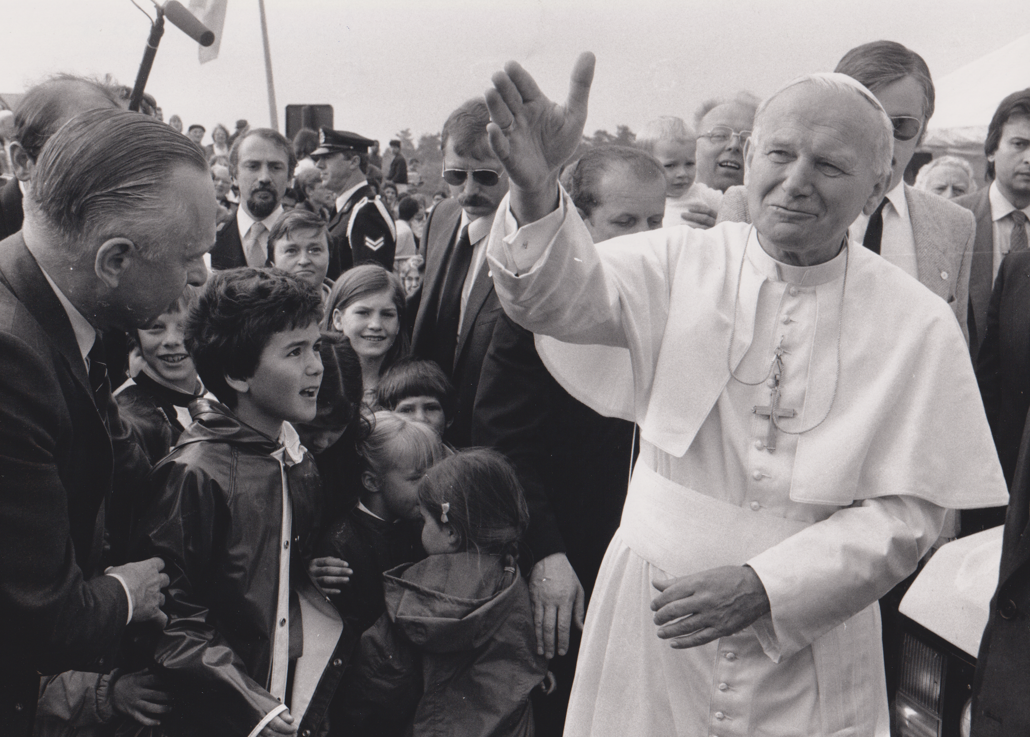 Paus Johannes Paulus II tijdens zijn bezoek aan Mechelen op 18 mei 1985.