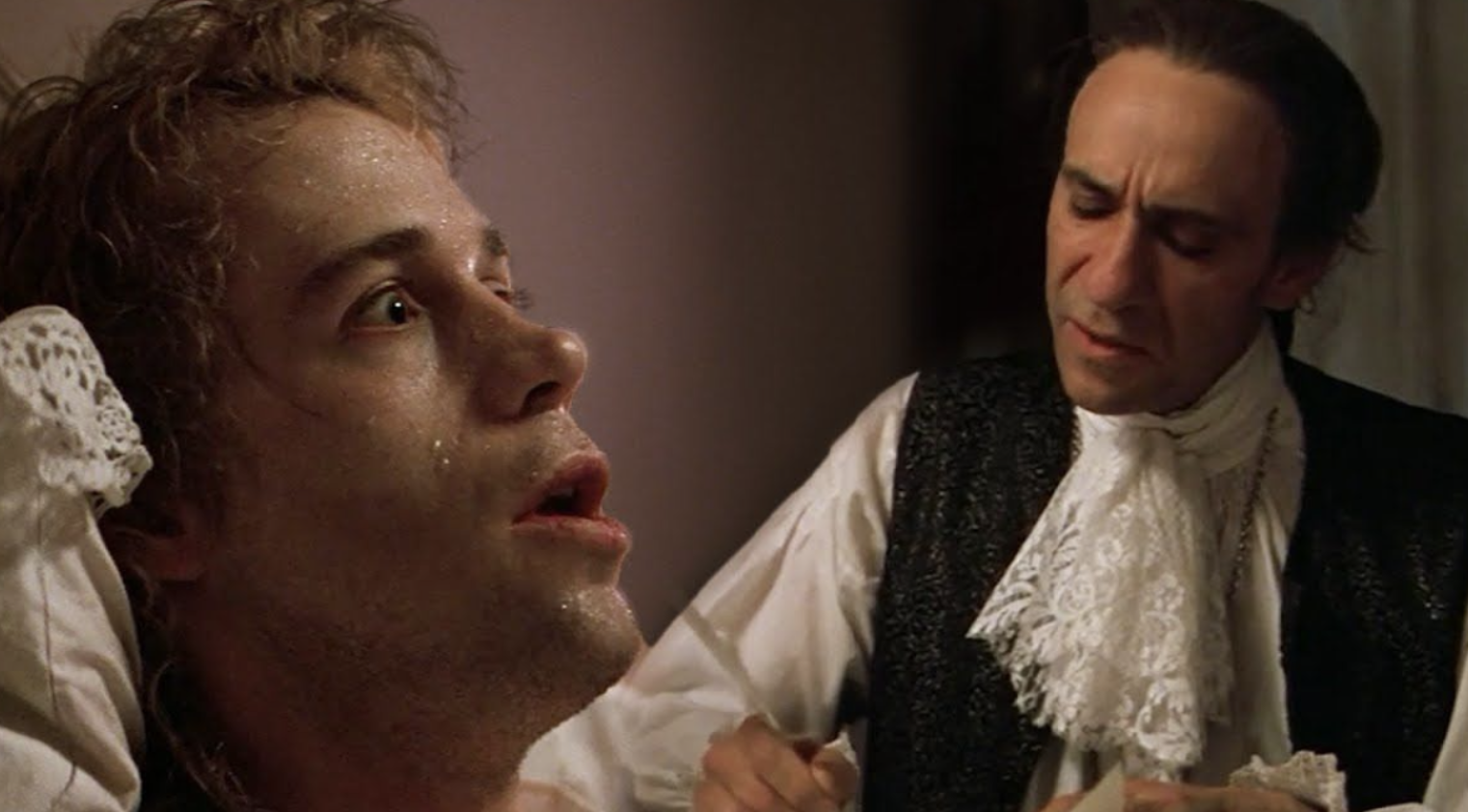 Beeld uit de film ‘Amadeus’: de stervende Mozart dicteert zijn Requiem aan rivaal Antonio Saleiri.