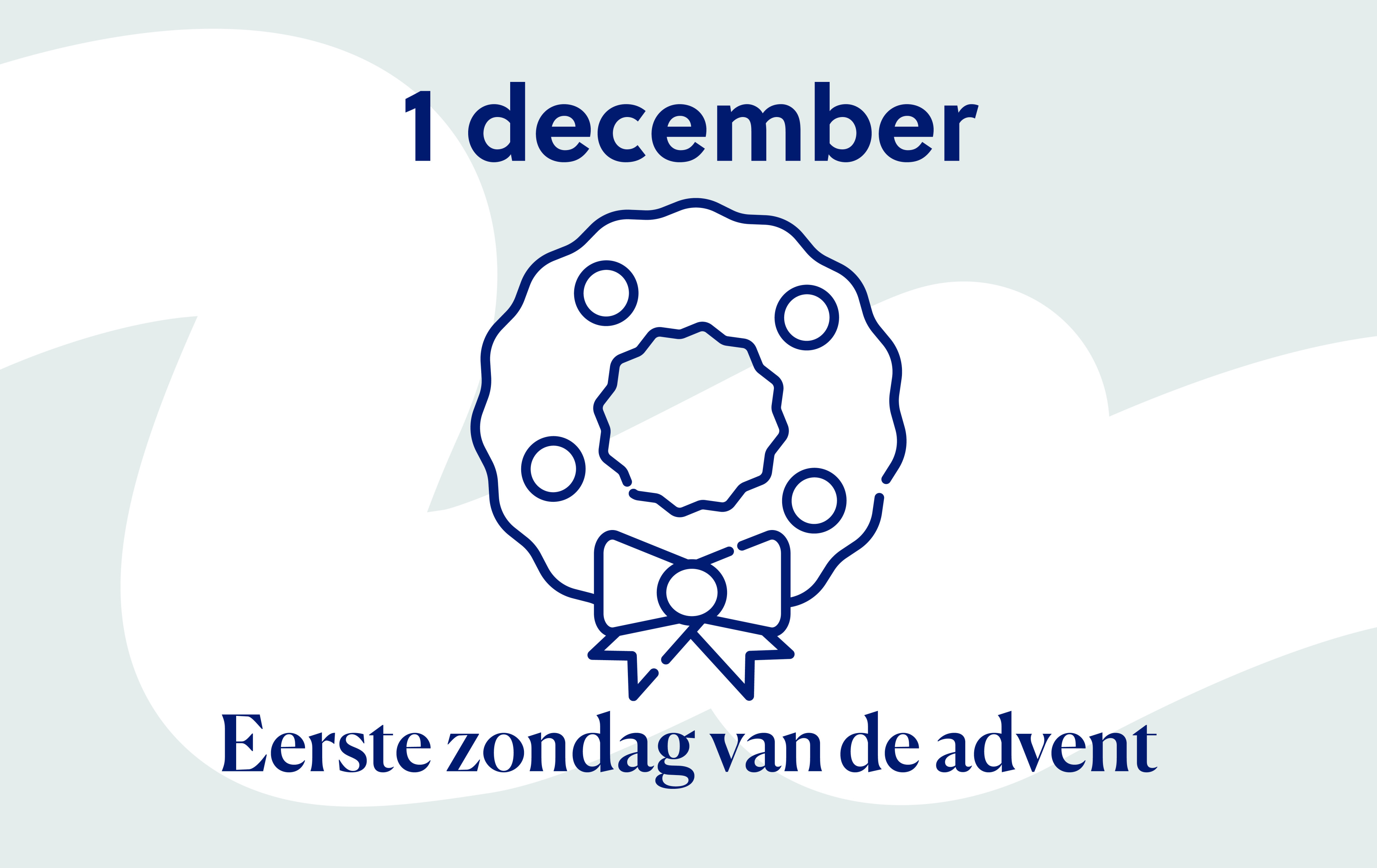 Eerste 'blad' van onze aftelkalender, een tegelbeeld met de datum.