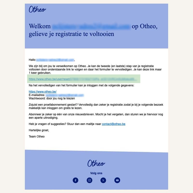 E-mail registratie voltooien