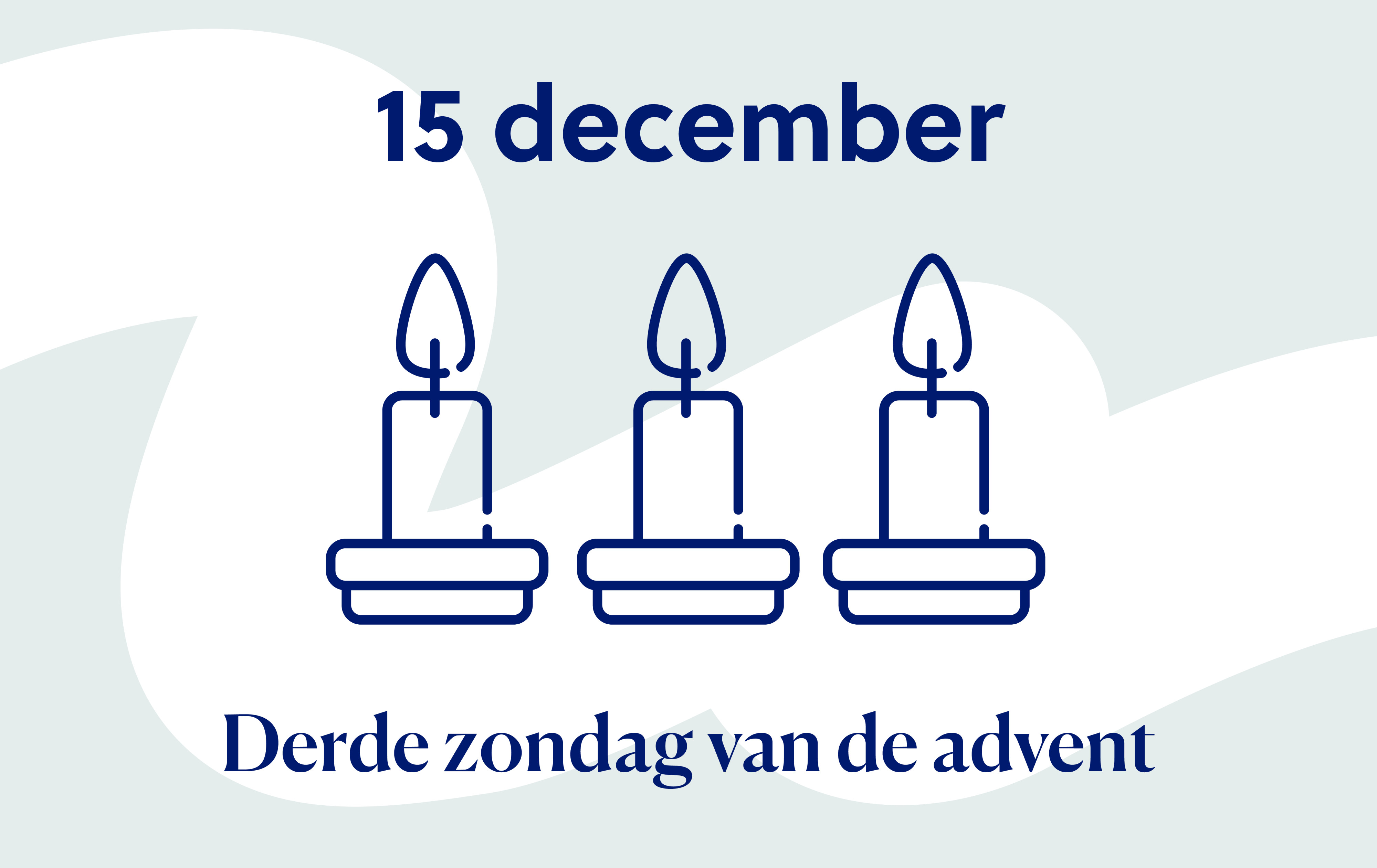 De tegel toont 15 december en drie kaarsen voor de derde adventszondag.