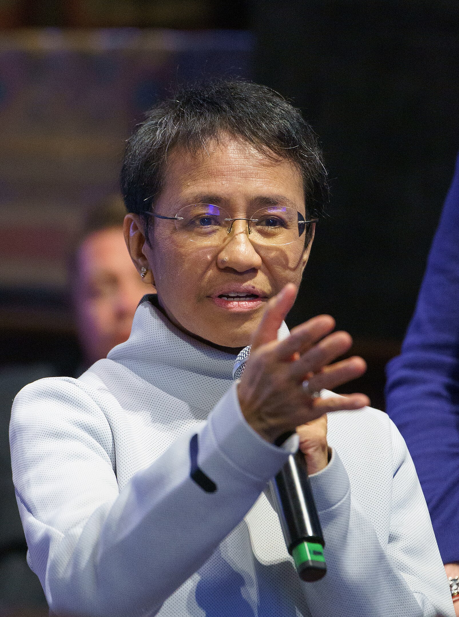 Maria Ressa geeft een toespraak op het International Journalism Festival in Italië in april 2024.