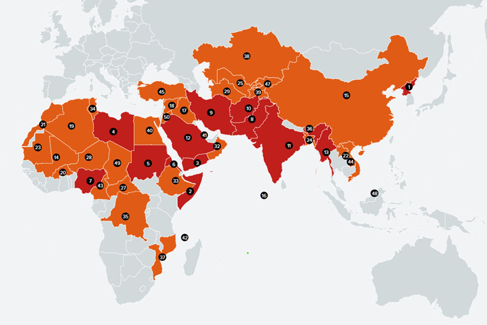 Ranglijst christenvervolging 2025