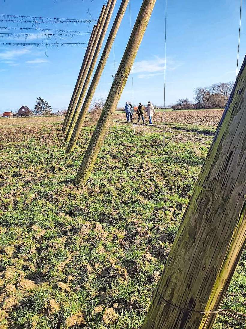 Al wandelend wisselden de zorgpastores van gedachten met elkaar, maar een deel van de tocht verliep in stilte. © Jan Rossaert