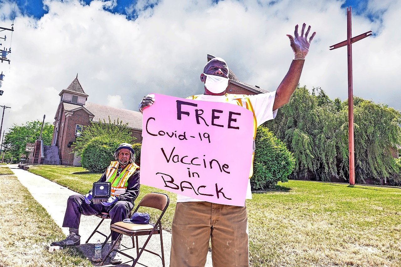 Een baptistenkerk in Memphis stimuleert mensen zich te laten vaccineren. © Belga Image