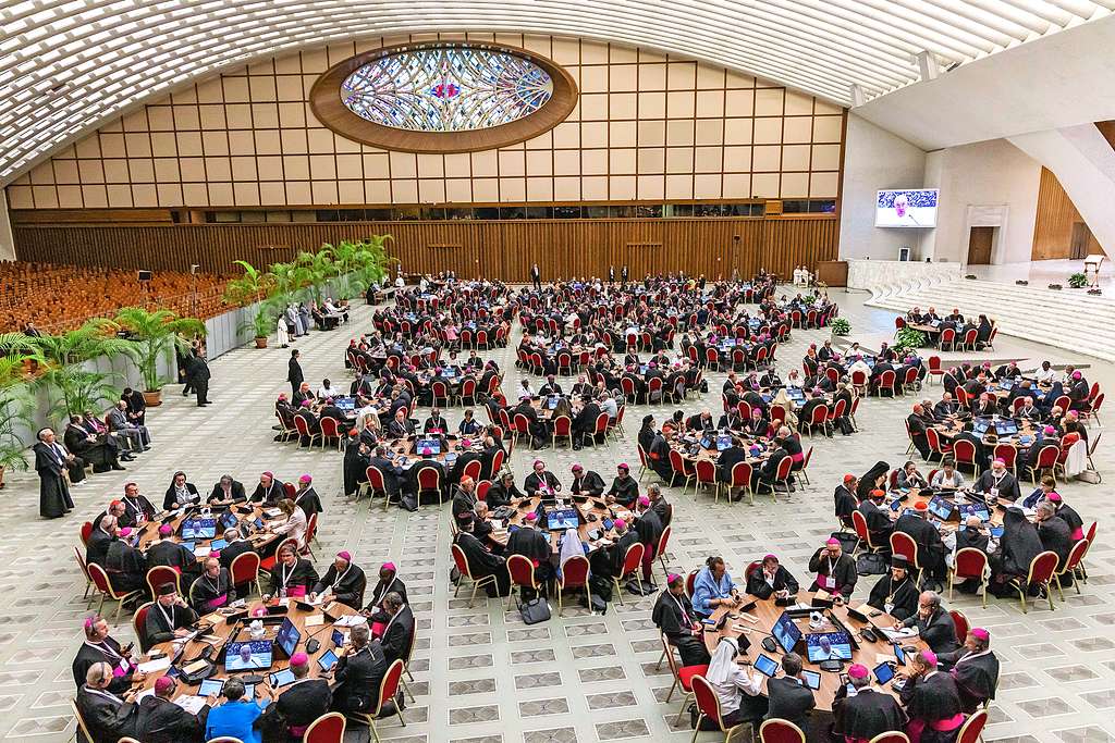 Op 4 oktober, feestdag van Franciscus, startte de synode in de Paulus VI-zaal van het Vaticaan. Een symbolisch moment voor de publicatie van ‘Laudate Deum’. © KNA