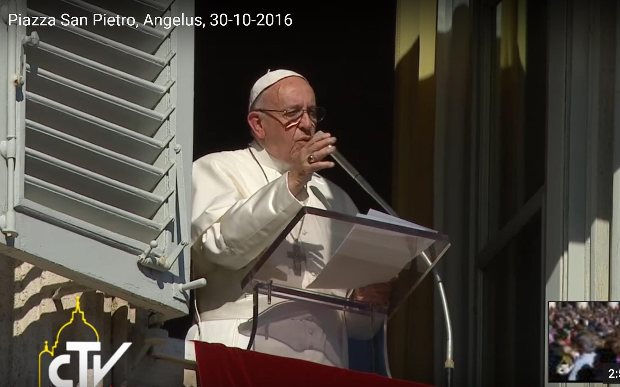 Paus Franciscus tijdens de audiëntie van zondag 30 november 2016