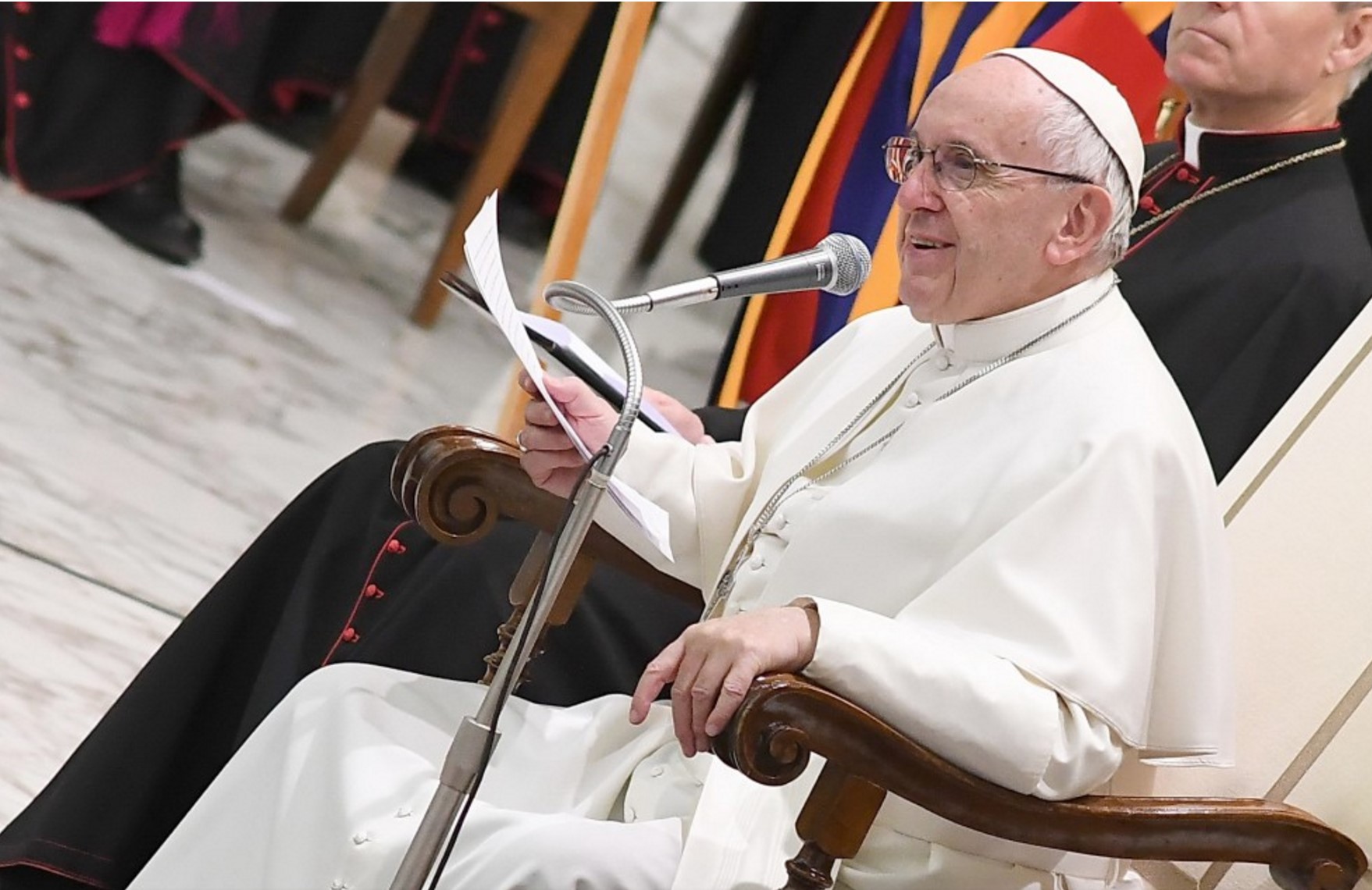 Paus Franciscus tijdens de algemene audiëntie op woensdag 7 december 2016