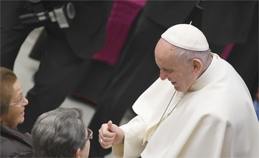 Paus Franciscus tijdens de eerste woensdagse algemene audiëntie van het nieuwe jaar