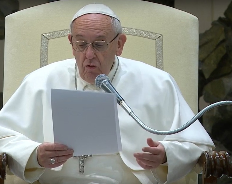 Paus Franciscus tijdens de algemene audiëntie van woensdag 18 januari 2017