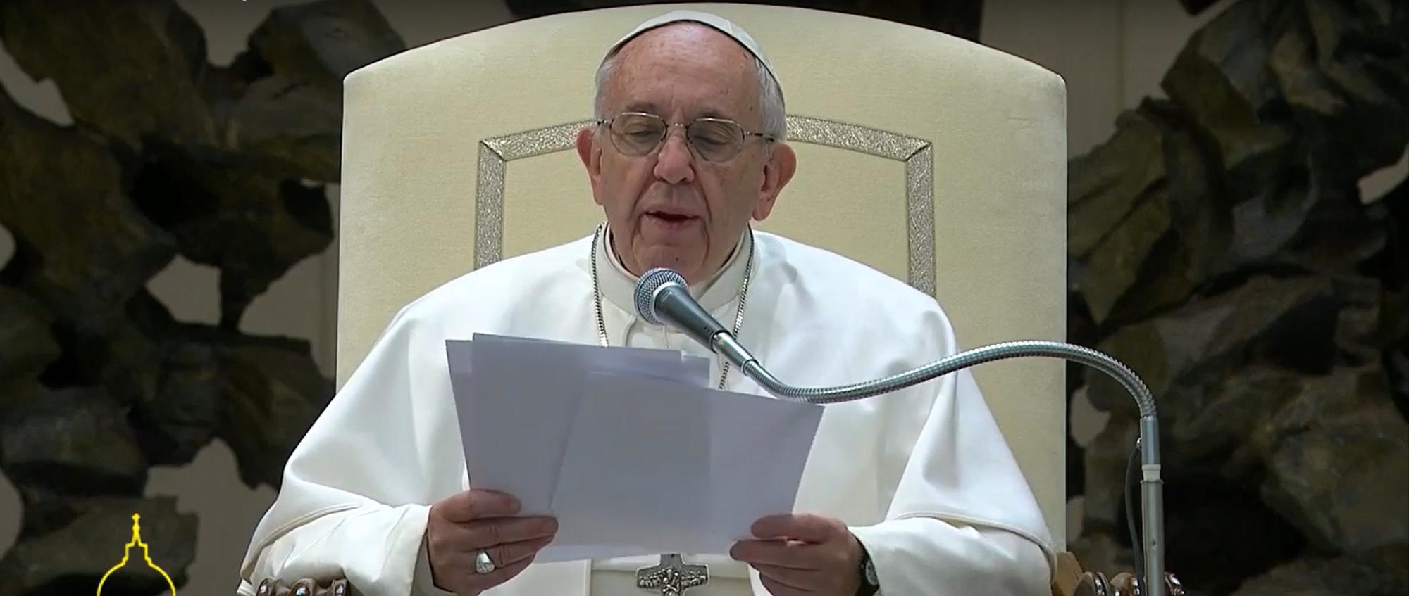 Paus Franciscus tijdens de algemene audiëntie op woensdag 25 januari 2017 in de Pauls VI-aula