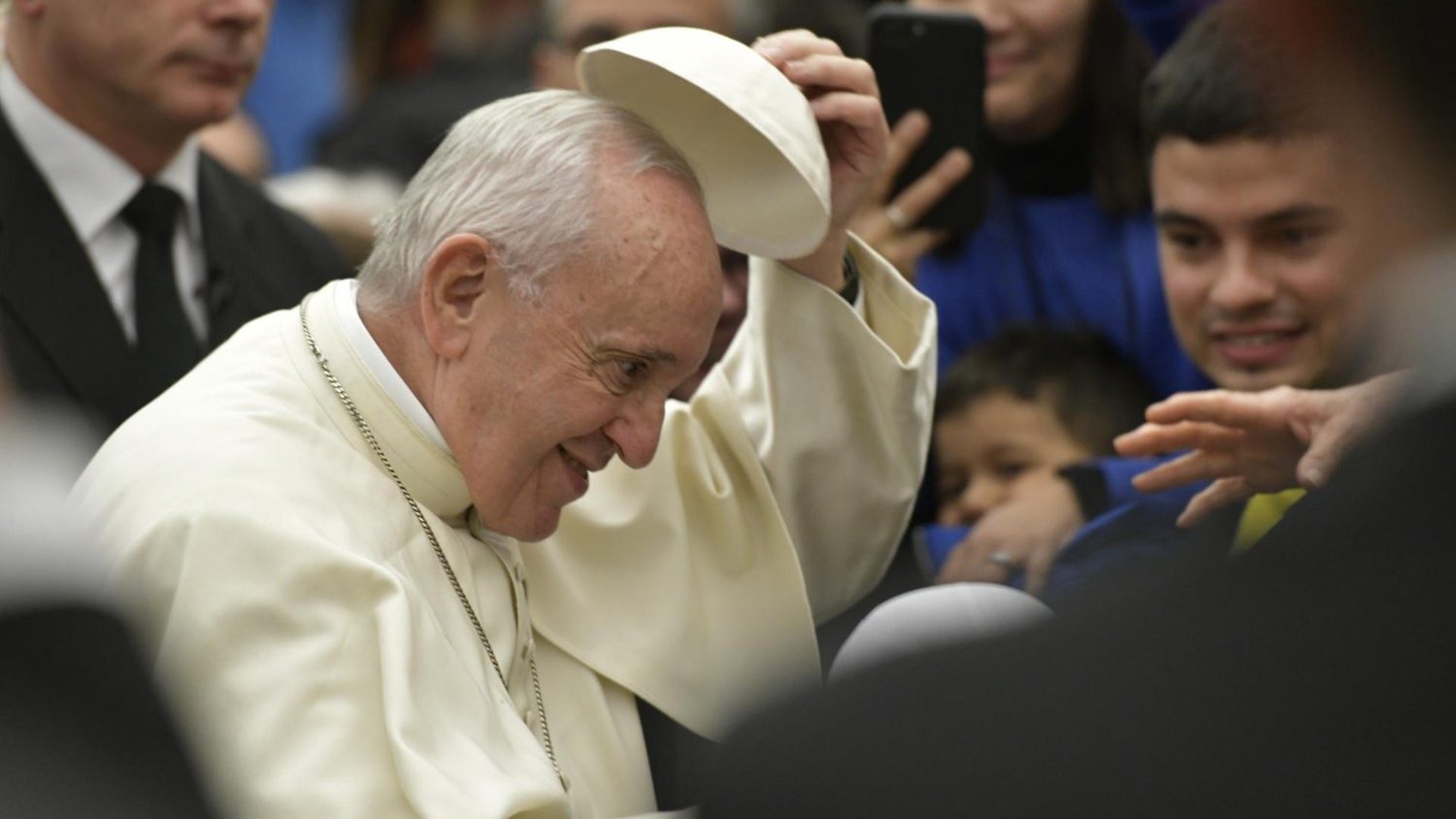 Paus Franciscus tijdens zijn catechese over het Onzevader op de eerste algemene audiëntie van het nieuwe jaar 2019