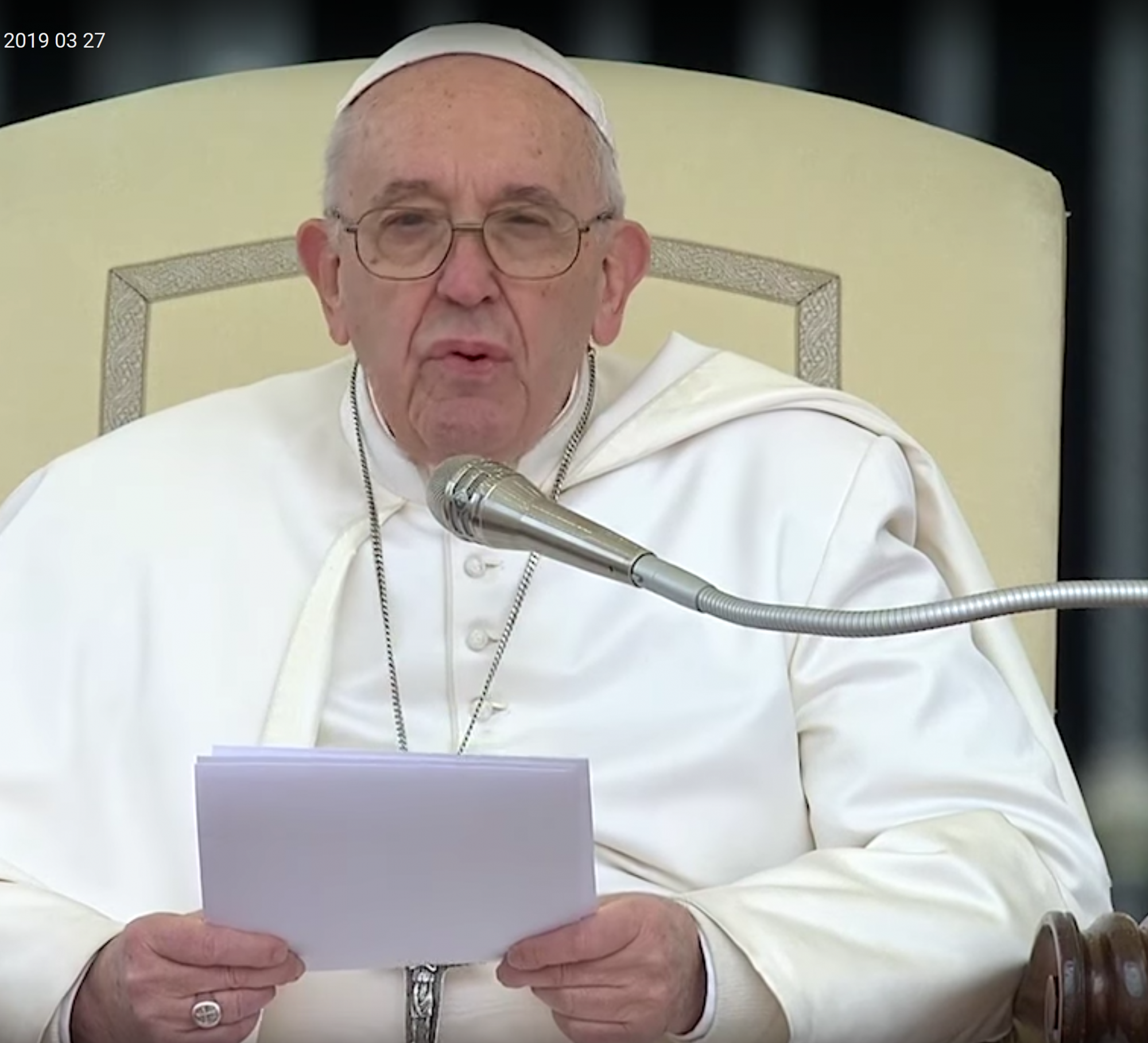 Paus Franciscus tijdens zijn catechese over het Onzevader op de algemene audiëntie van woensdag 27 maart 2019