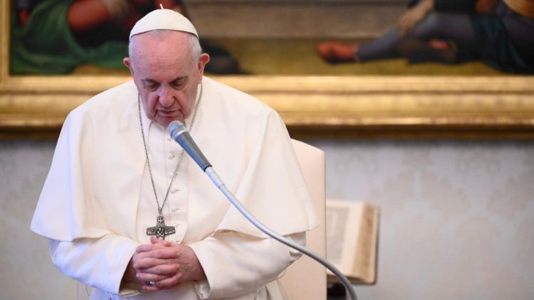 Paus Franciscus tijdens de algemene audiëntie van woensdag 17 juni 2020