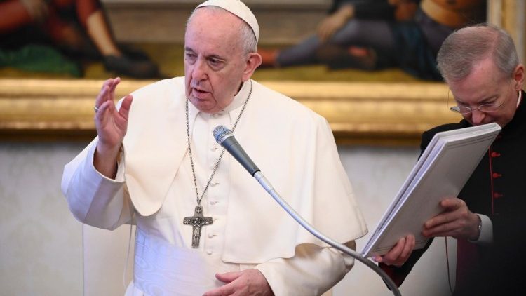 Paus Franciscus tijdens de algemene audiëntie van woensdag 24 juni 2020