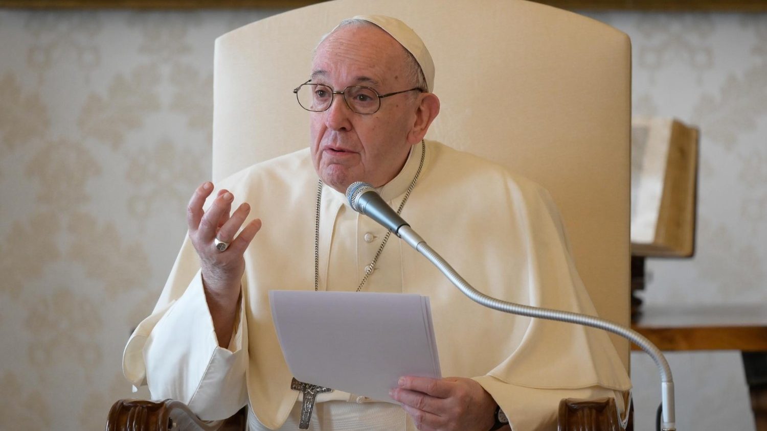 Paus Franciscus tijdens de algemene audiëntie van woensdag 11 november 2020