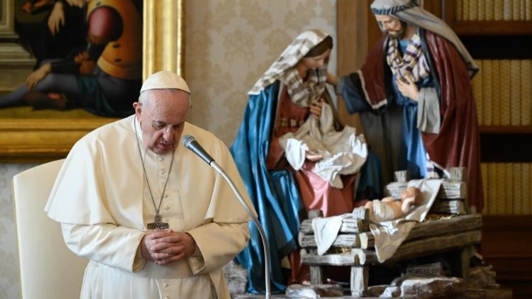 Paus Franciscus tijdens de algemene audiëntie van woensdag 30 december 2020