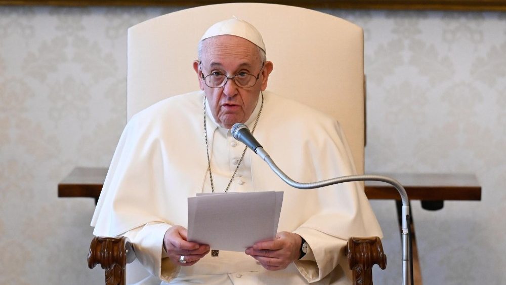 Paus Franciscus tijdens de algemene audiëntie van woensdag 20 januari 2021