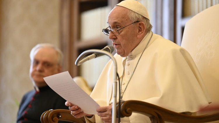 Paus Franciscus tijdens de algemene audiëntie van woensdag 27 januari 2021