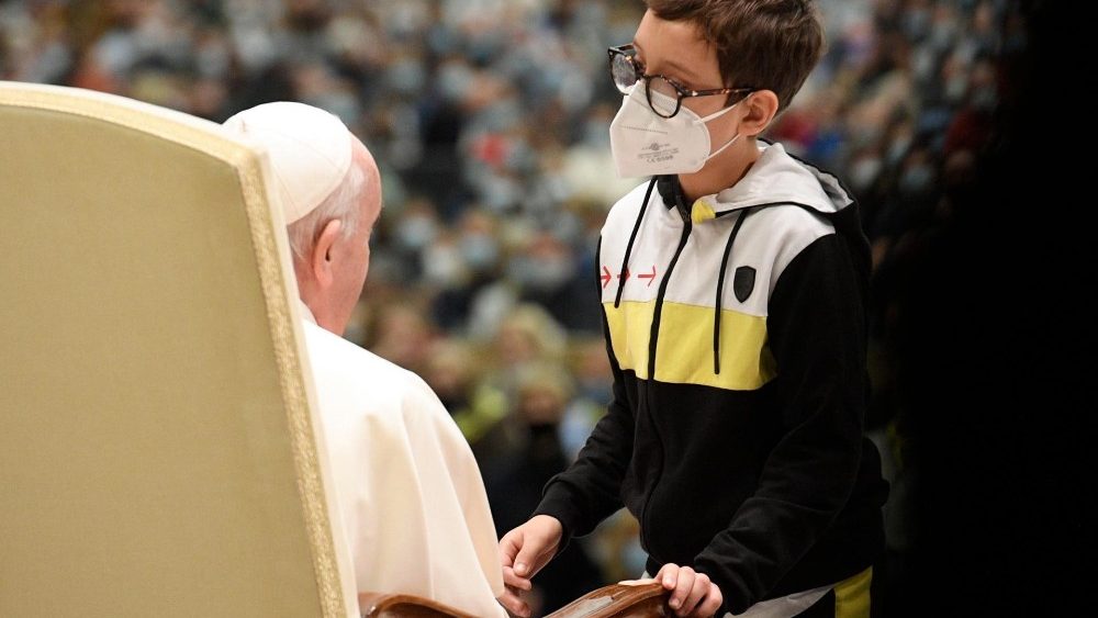 Paus Franciscus tijdens de algemene audiëntie van woensdag 20 oktober 2021