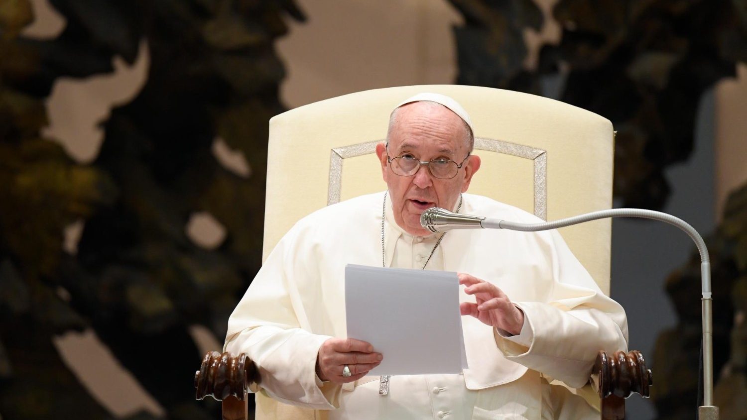 Paus Franciscus tijdens de algemene audiëntie van woensdag 5 januari 2022