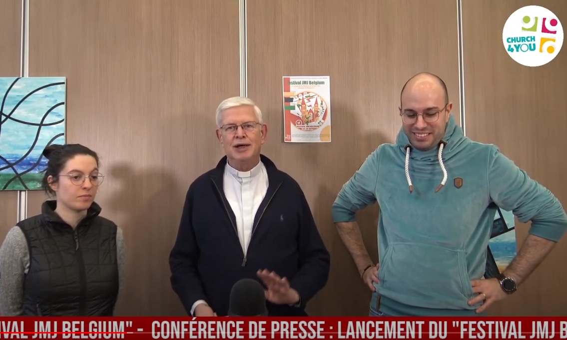 Anaïs Guerin, Tommy Scholtes en Luc Mathues op de videopersconferentie van Church4You