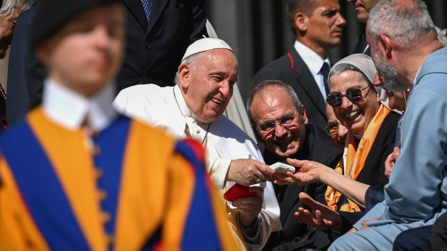 Paus Franciscus tijdens de algemene audiëntie van woensdag 26 april 2023