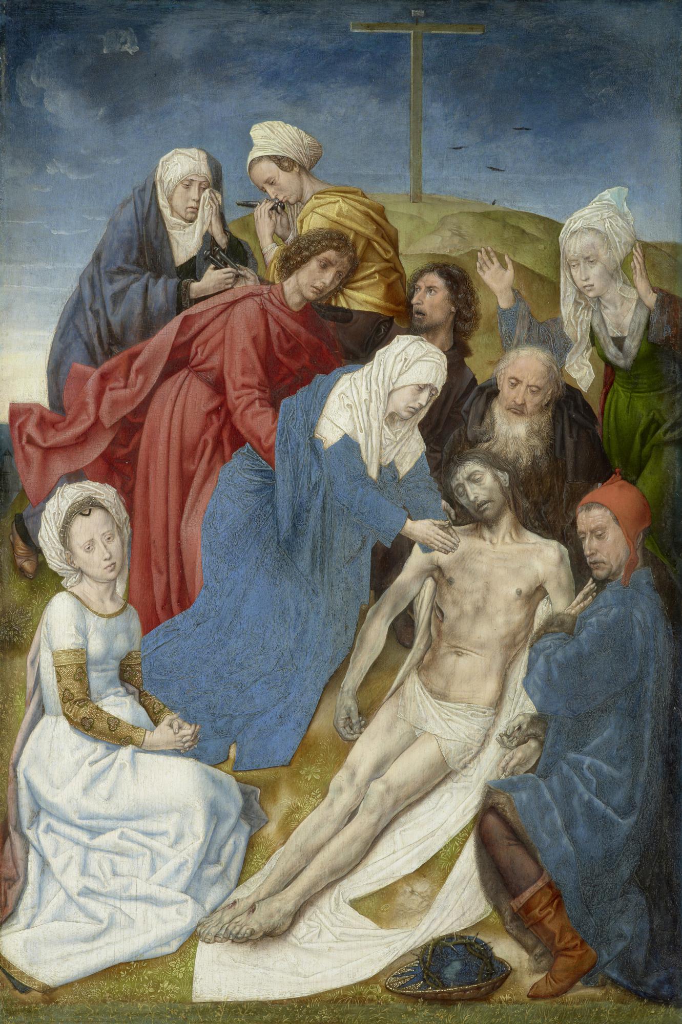 ‘Beweinung Christi des Wiener Diptychons’ van Hugo van der Goes, gedateerd rond 1477/79, Wien, Kunsthistorisches Museum, Gemäldegalerie.