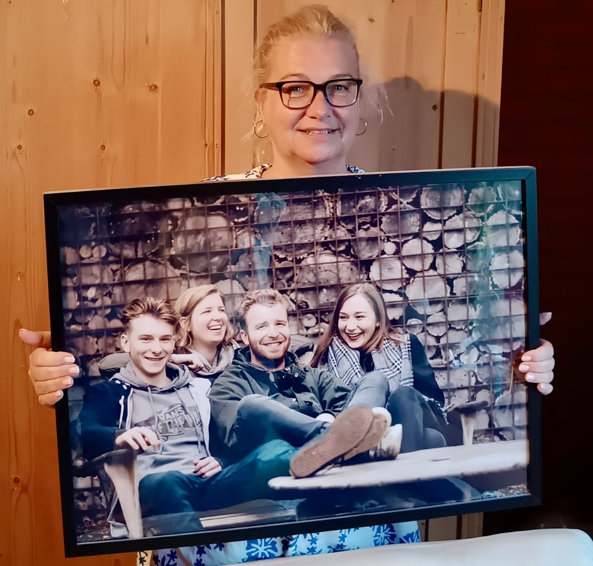 Ann De Doncker met haar kinderen (van links): Lennart, Laurence, Sebastiaan en Gaëtane.