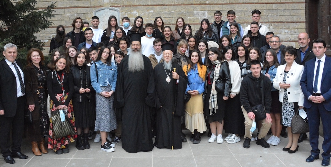 School van Lamia samen met metropoliet Simeon van Phtiotis op bezoek bij patriarch Bartholomeüs van Constantinopel 