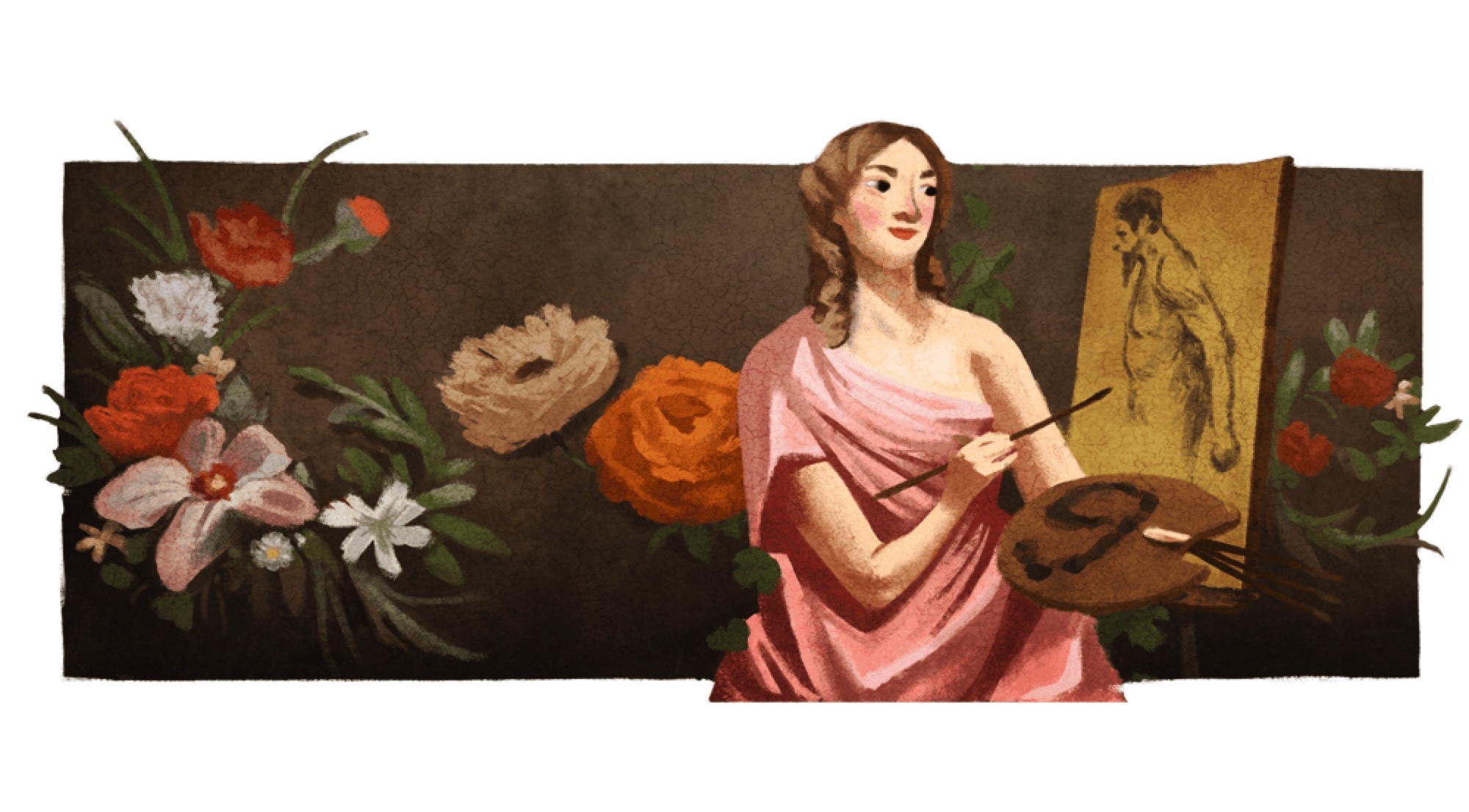 Google eert Michaelina Wautier in een doodle.