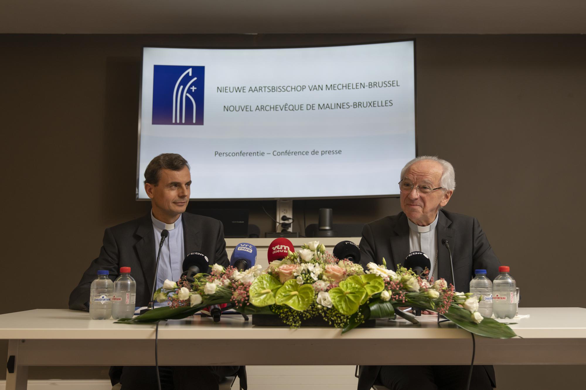 Luc Terlinden en Jozef De Kesel tijdens de persconferentie van donderdagmiddag.