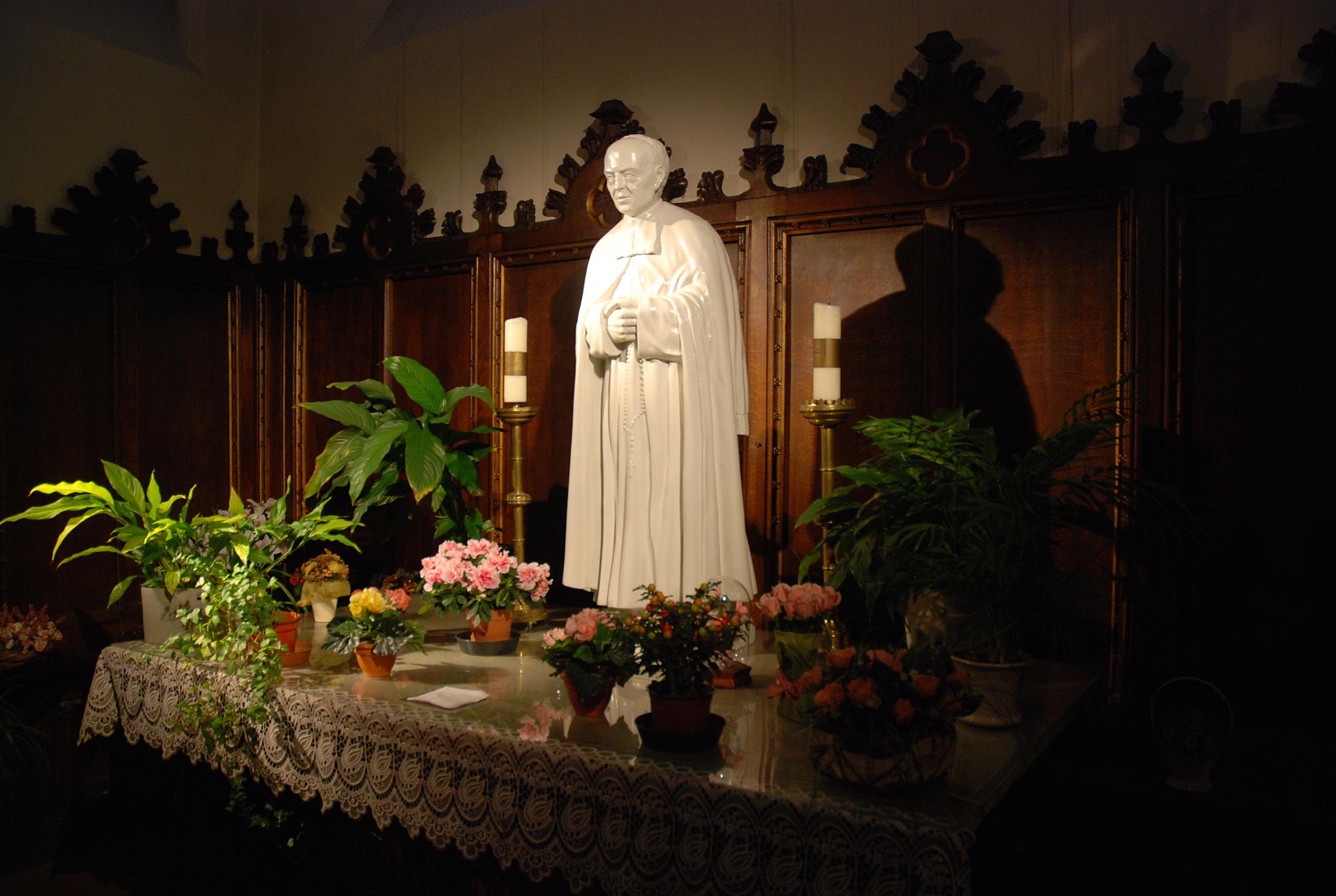 In de Sint-Martinuskerk van het West-Vlaamse Aarsele staat dit beeld van Mutien-Marie Wiaux.