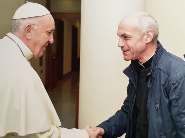 Leo De Weerdt en paus Franciscus.