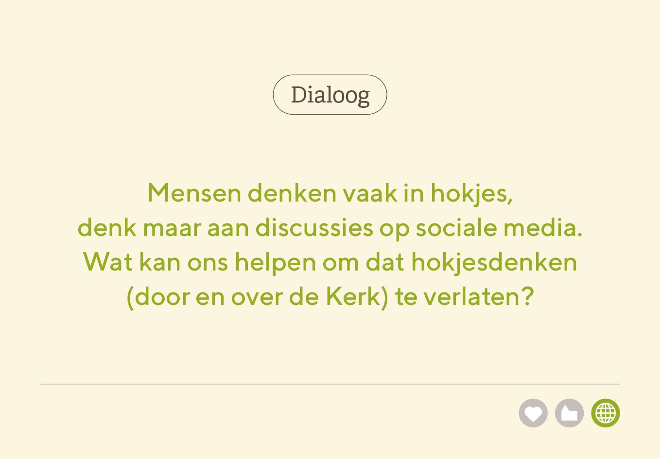 Mensen denken vaak in hokjes, denk maar aan discussies op sociale media. Wat kan ons helpen om dat hokjesdenken (door en over de Kerk) te verlaten?