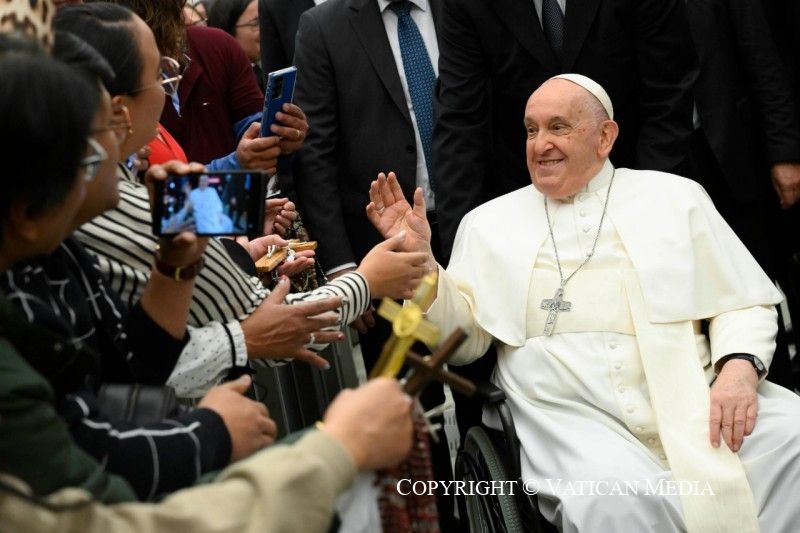 Paus Franciscus tijdens de audiëntie van vanmorgen