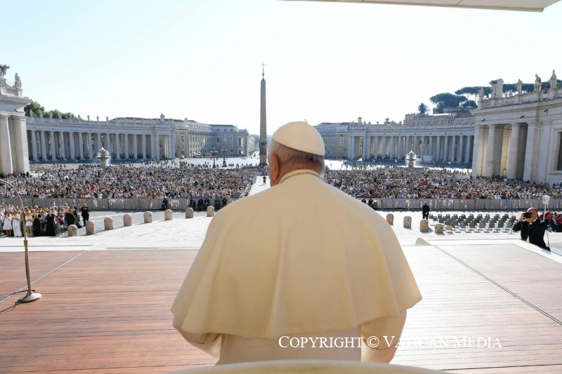 Paus FRanciscus tijdens de audiëntie op 6 september