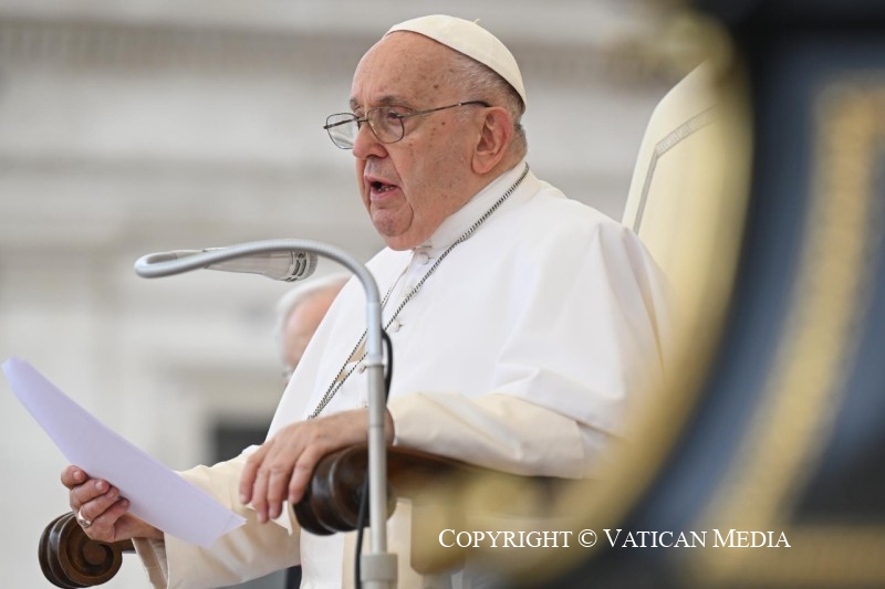 Paus Franciscus tijdens zijn audiëntie van woensdag