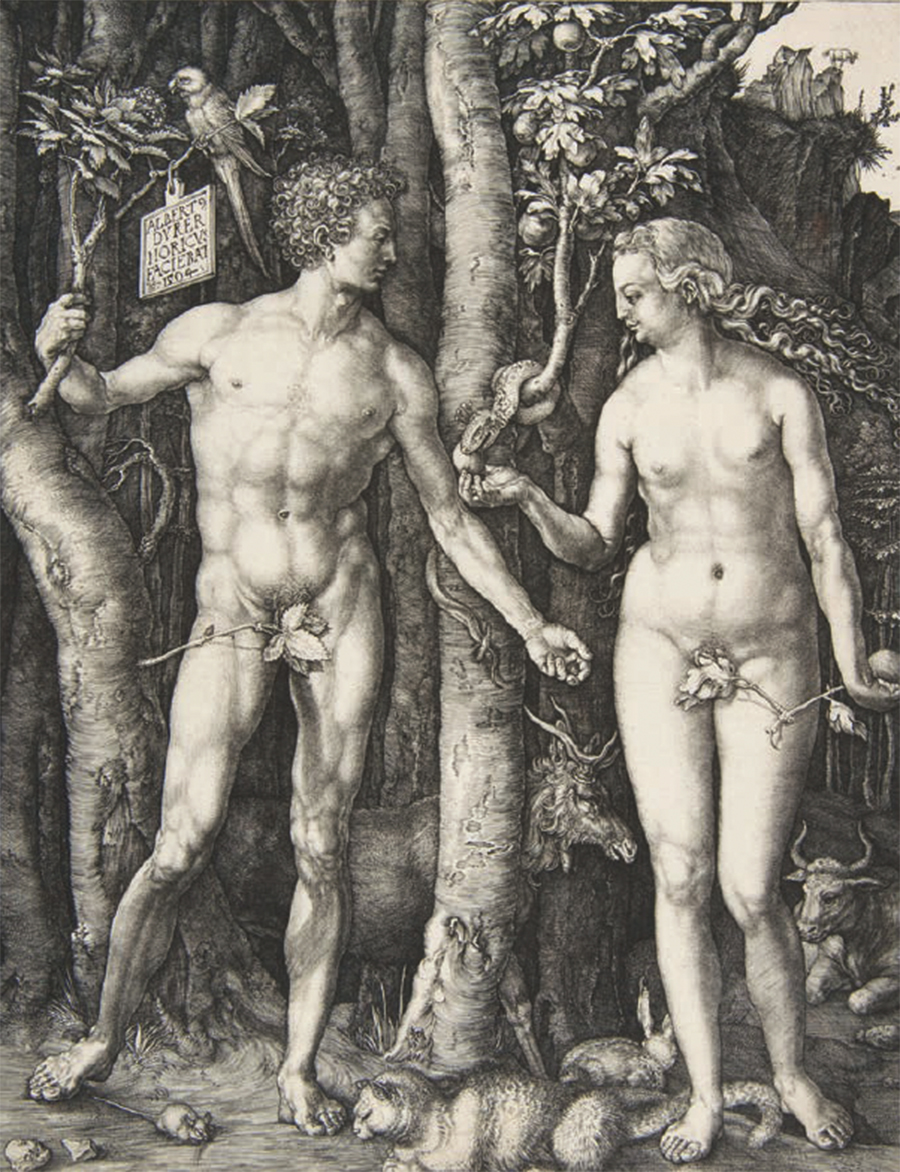 Albrecht Dürer, Adam en Eva, 1504, gravure