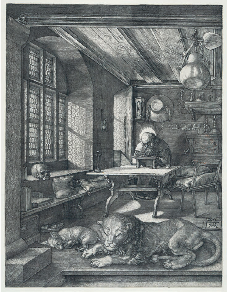 Albrecht Dürer, De heilige Hiëronymus in zijn studeervertrek, 1514, gravure