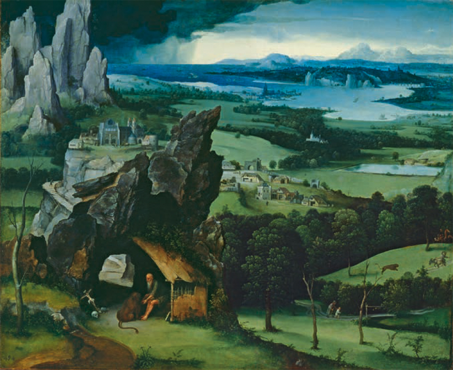 Joachim Patinir, Landschap met de heilige Hiëronymus, ca. 1516–17, olieverf op paneel