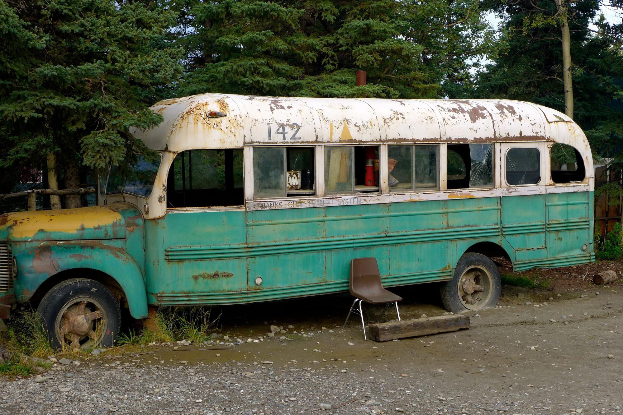 Replica van de bekende McCandless-bus voor de film Into the Wild