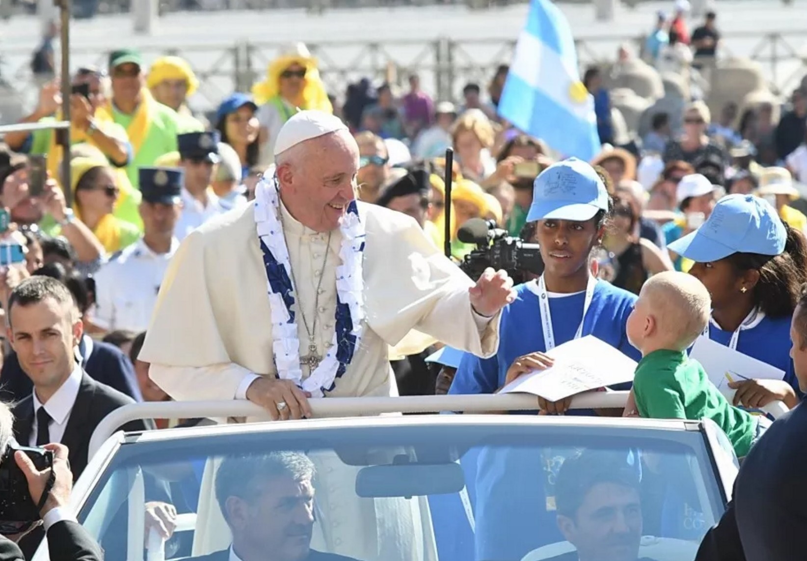 Paus Franciscus tijdens de jubileumaudiëntie voor de vrijwilligers © SIR