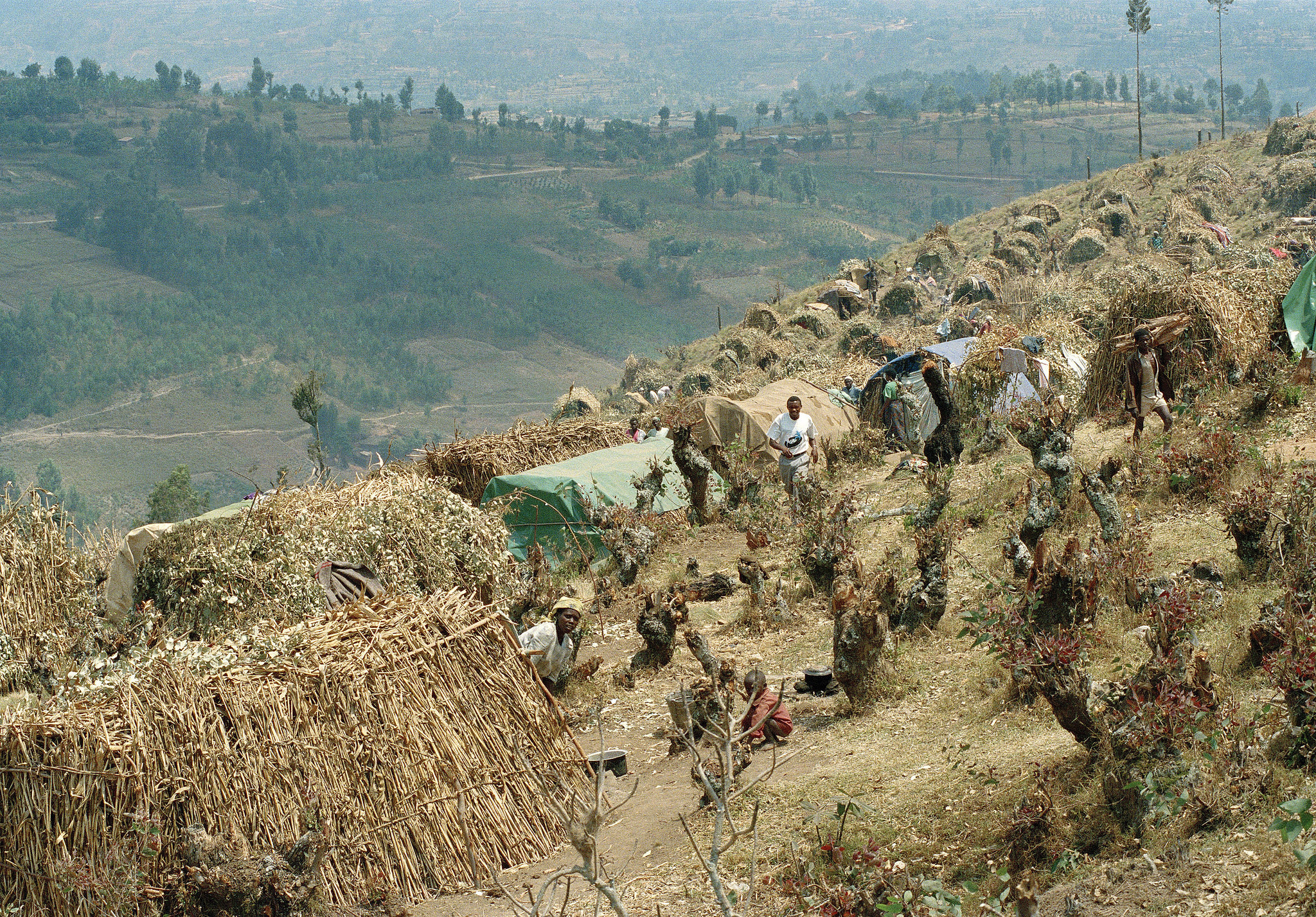 Vluchtelingenkamp van de Verenigde Naties in Gikongoro, Rwanda 1994.