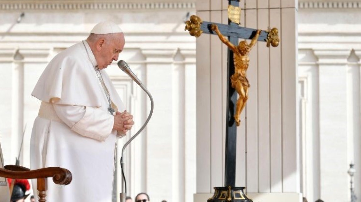 Paus Franciscus tijdens de algemene audiëntie van woensdag 22 maart 2023